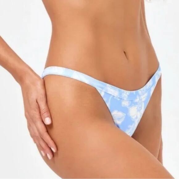 LSpace Blue Floral Bikini Bottom New Medium - Picture 1 of 7